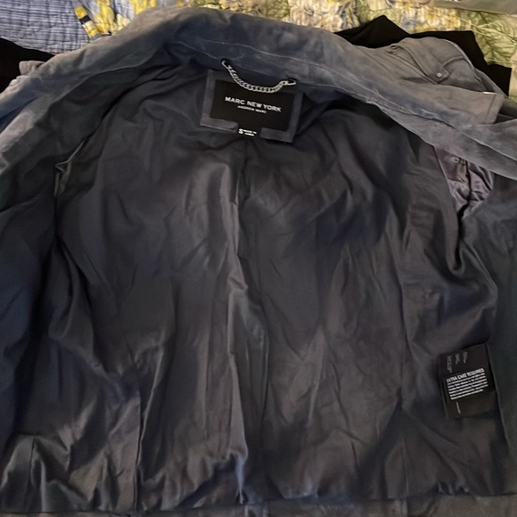 Andrew Marc NEW YORK, gray suede leather with lots of zippers,belt, bomber coat! - Picture 10 of 14